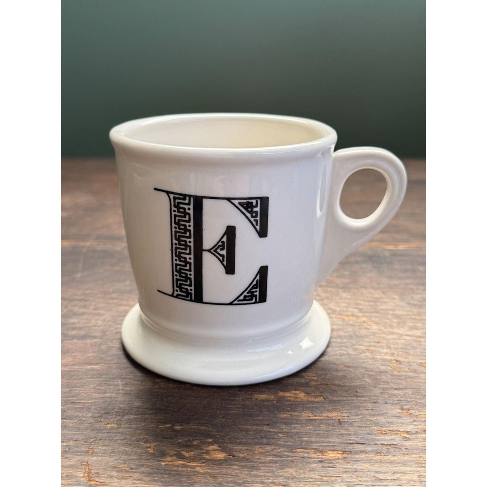 Anthropologie Monogram Letter E Coffee Mug Retro Style Shaving Mug Style